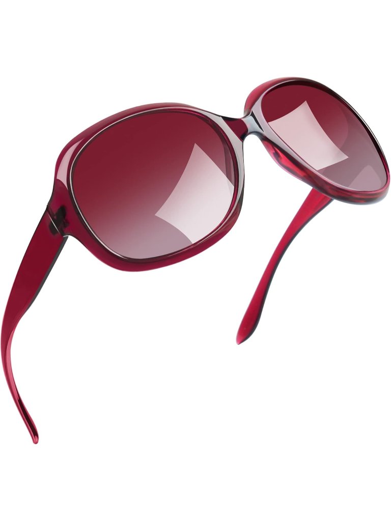 Women's Rose Red Polarized Uv Protection Sun Glasses Big Wide Shades Driving